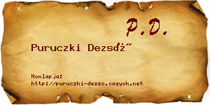 Puruczki Dezső névjegykártya